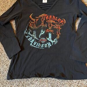 HARLEY DAVIDSON women’s T-shirt, size L, long sleeve, black